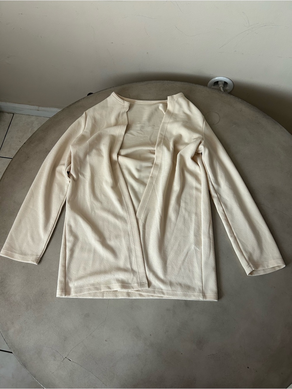 Jones New York Cream Open-Front Long Sleeve Cardigan